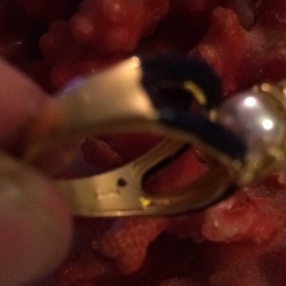 Vintage gold over 925 pearl turtles ring - Picture 3 of 6